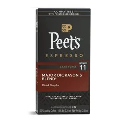 Peet's Coffee Major Dickason's Dark Roast Capsules - 10 ct