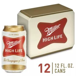 Miller High Life American Lager Beer, 4.6% ABV, 12-pack, 12-oz. beer cans