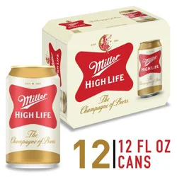 Miller High Life American Lager Beer, 4.6% ABV, 12-pack, 12-oz. beer cans