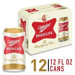 Miller High Life American Lager Beer, 4.6% ABV, 12-pack, 12-oz. beer cans