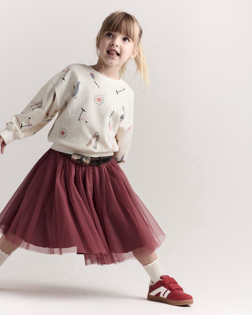 slide 3 of 7, Otteravenue Toddler Dolman-Sleeve Sweatshirt in Park Day Print - Cream Cream 5T, 1 ct