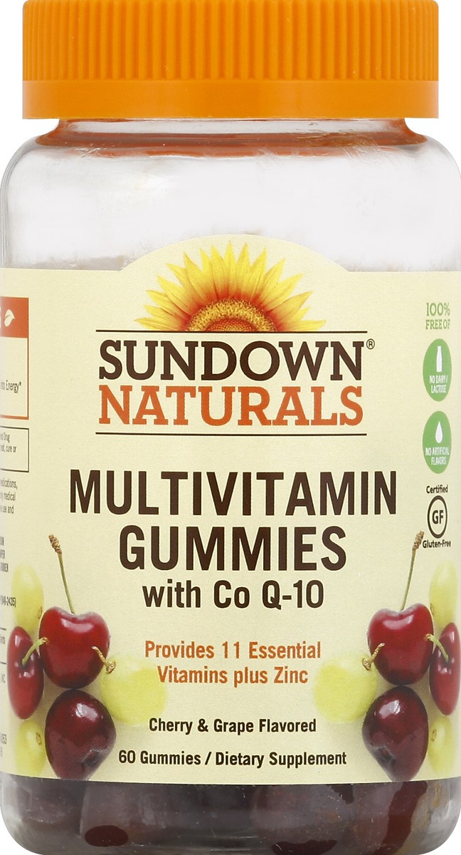 slide 2 of 2, Sundown Natural Active Multivitamin with CoQ10 Dietary Supplement Gummies - Cherry & Grape, 60 ct