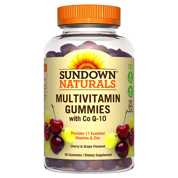 slide 1 of 2, Sundown Natural Active Multivitamin with CoQ10 Dietary Supplement Gummies - Cherry & Grape, 60 ct