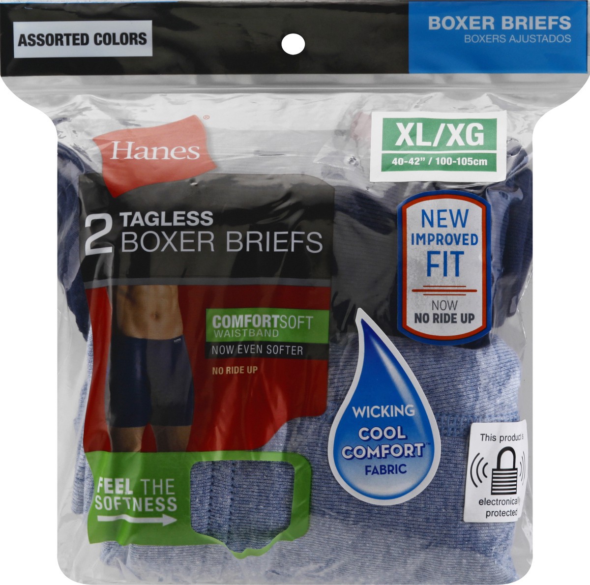 slide 1 of 10, Hanes Tagless Assorted Color Extra Large Boxer Briefs 2 ea, 2 ct