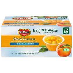 Del Monte No Sugar Added Diced Peaches, 4 oz Cup (Pack of 12)