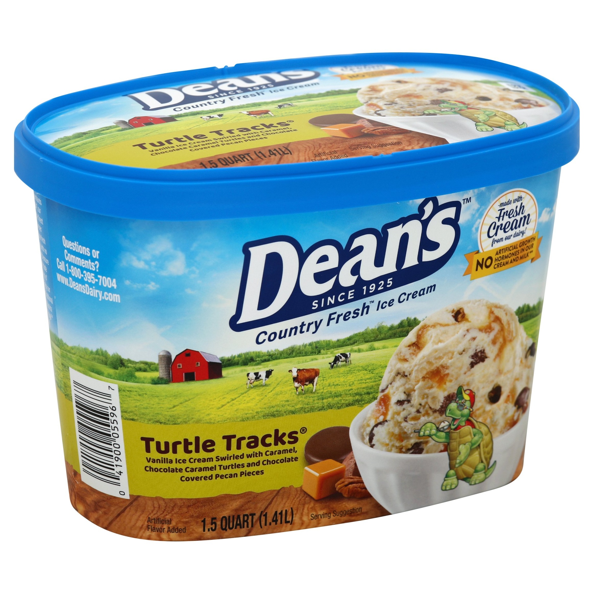 slide 1 of 1, Dean's Country Fresh Turtle Tracks Ice Cream, 48 oz