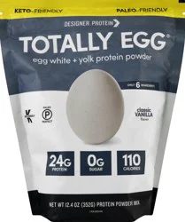 Totally Egg Classic Vanilla Flavor Egg White + Yolk Protein Powder 12.4 oz