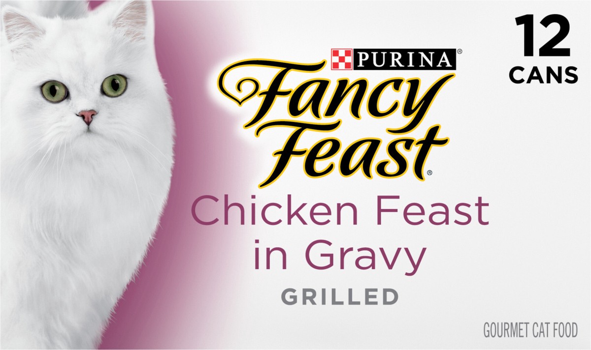 slide 9 of 9, Purina Fancy Feast Grilled Wet Cat Food Chicken Feast in Wet Cat Food Gravy, 12 ct; 3 oz