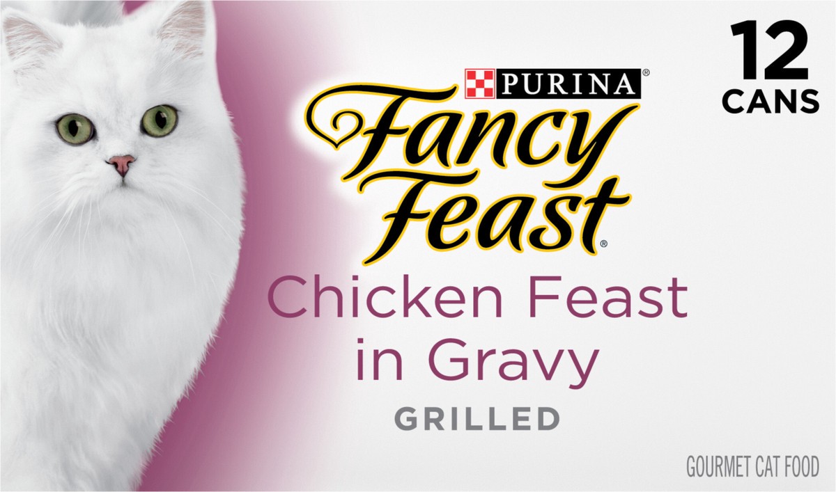 slide 8 of 9, Purina Fancy Feast Grilled Wet Cat Food Chicken Feast in Wet Cat Food Gravy, 12 ct; 3 oz