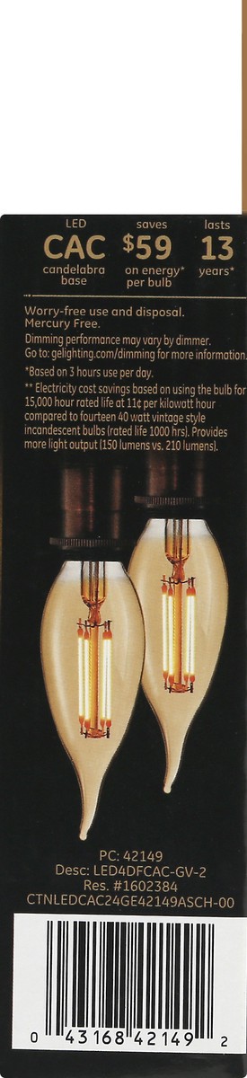 slide 3 of 11, GE LED Vintage Style 4 Watts Amber Glass Light Bulb 2 ea, 2 ct