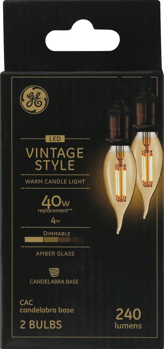 slide 5 of 11, GE LED Vintage Style 4 Watts Amber Glass Light Bulb 2 ea, 2 ct