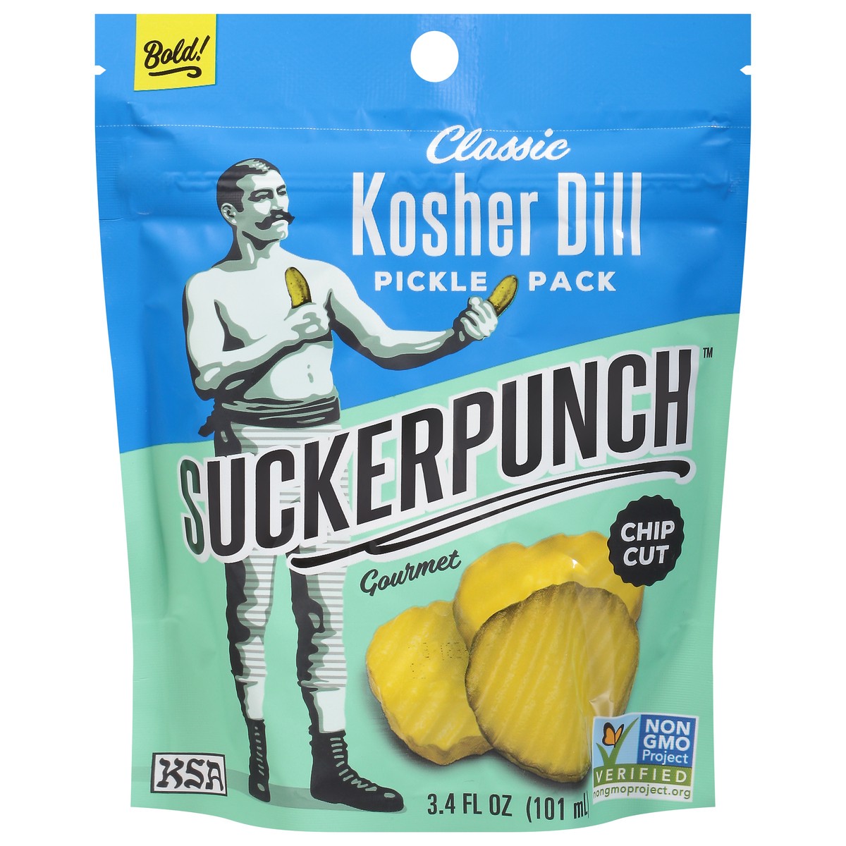 slide 1 of 9, SuckerPunch Gourmet Kosher Dill Chip Cut Pack Classic Pickles 3.4 fl oz, 3.4 oz