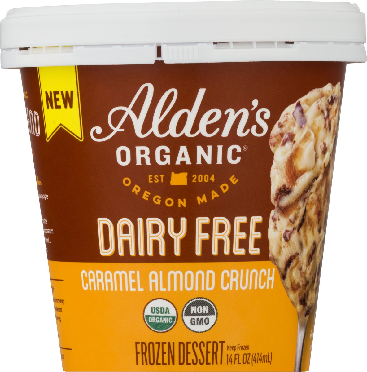 slide 1 of 11, Alden's Organic Dairy Free Caramel Almond Crunch, 14 oz