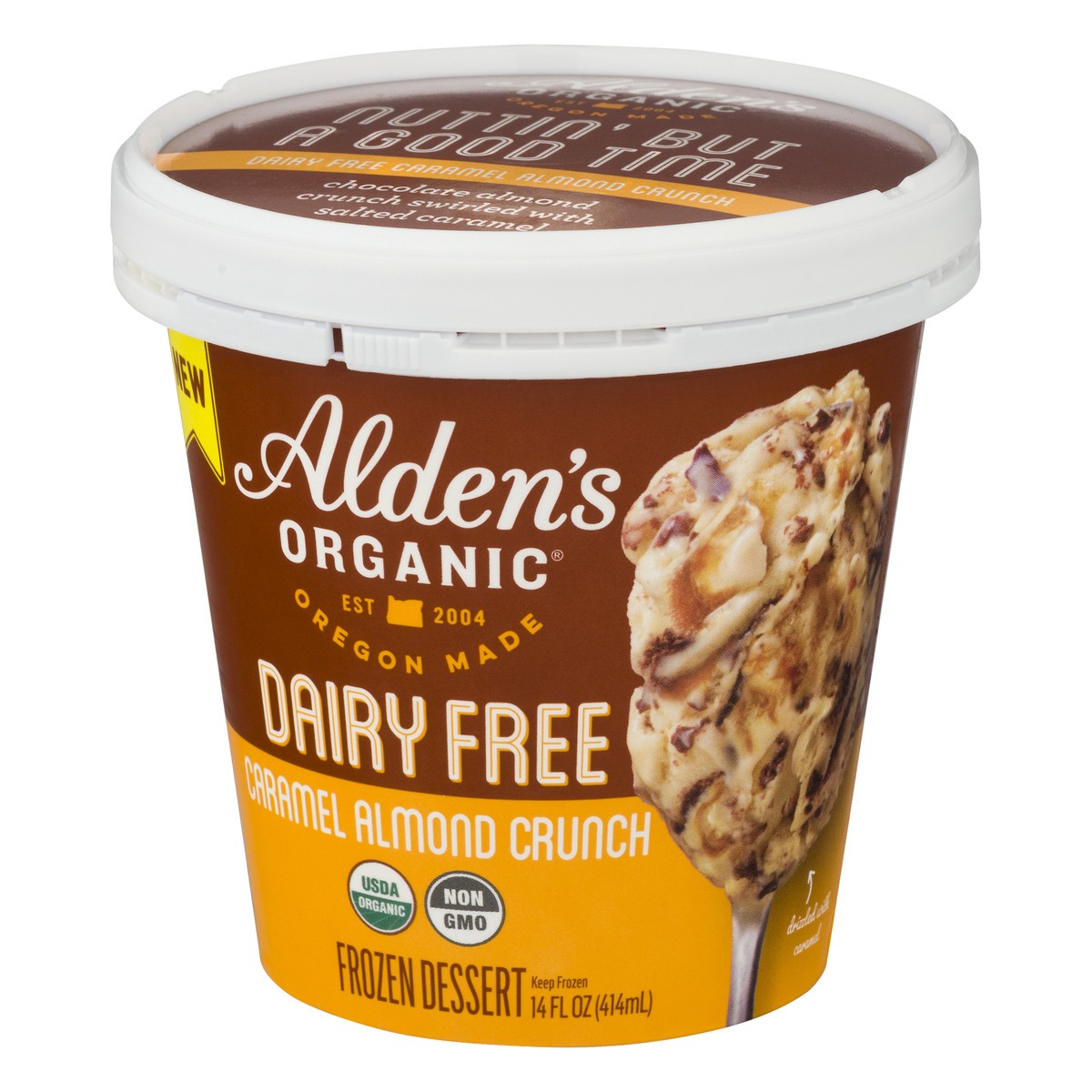 slide 7 of 11, Alden's Organic Dairy Free Caramel Almond Crunch, 14 oz