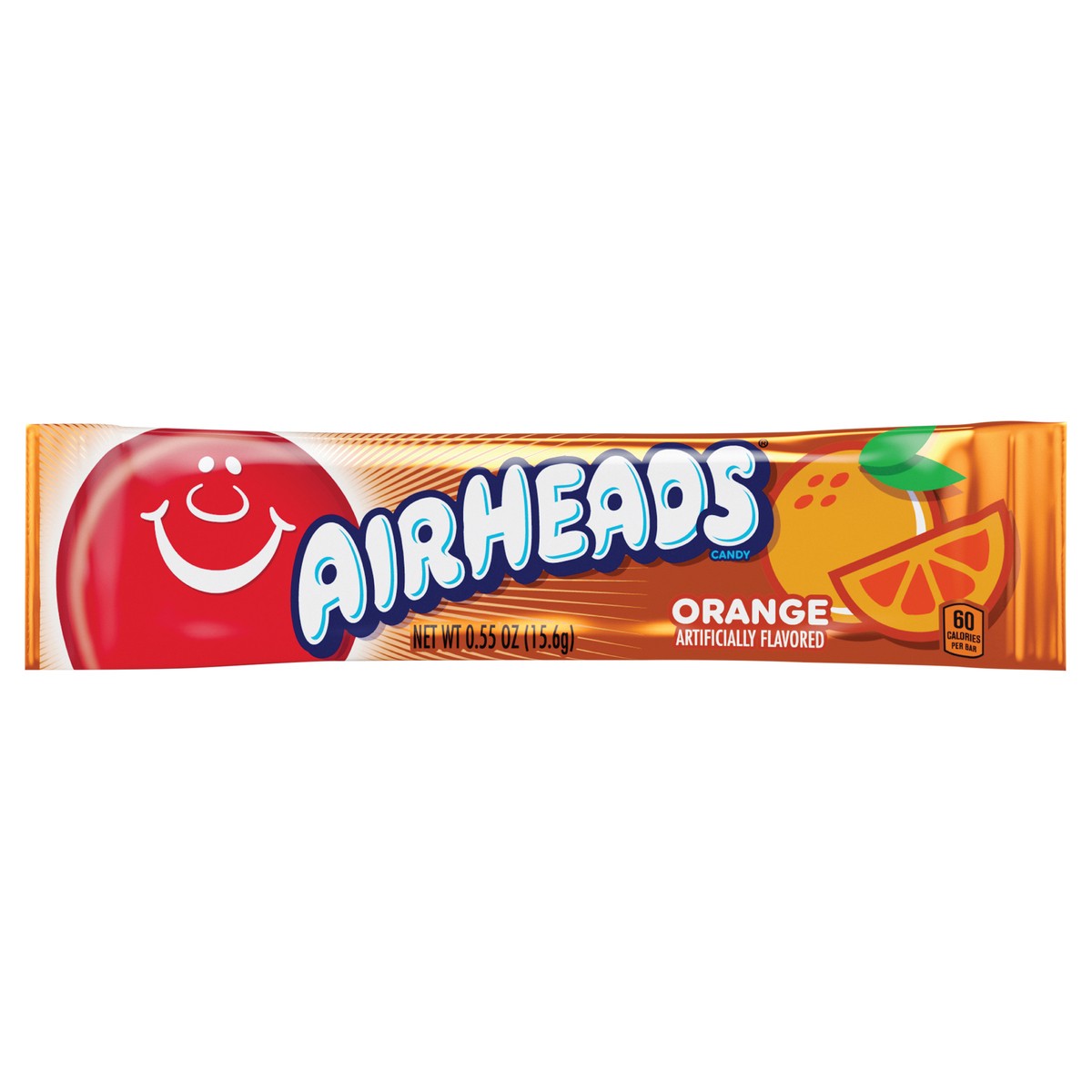 slide 1 of 3, Airheads Orange Flavor Individually Wrapped Full Size Candy Bar,.55 ounce, 0.55 oz