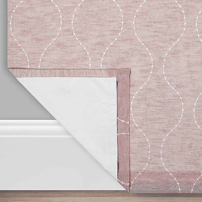 slide 3 of 4, BrookstoneZoey Rod Pocket 100% Blackout Embroidered Window Curtain Panel - Blush, 95 in