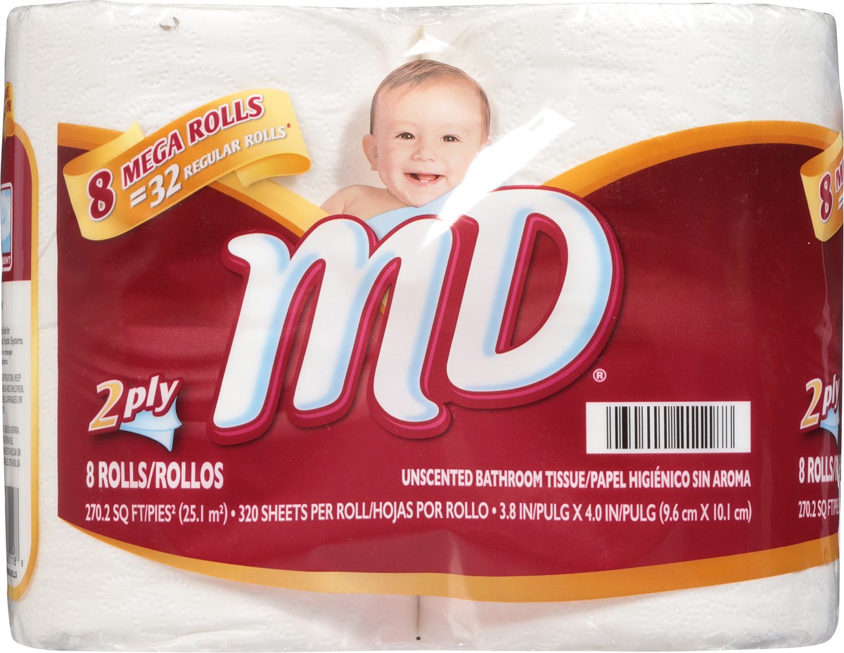 slide 10 of 13, MD 2 Ply Unscented Bathroom Tissue Mega Rolls 8 ea, 8 ct