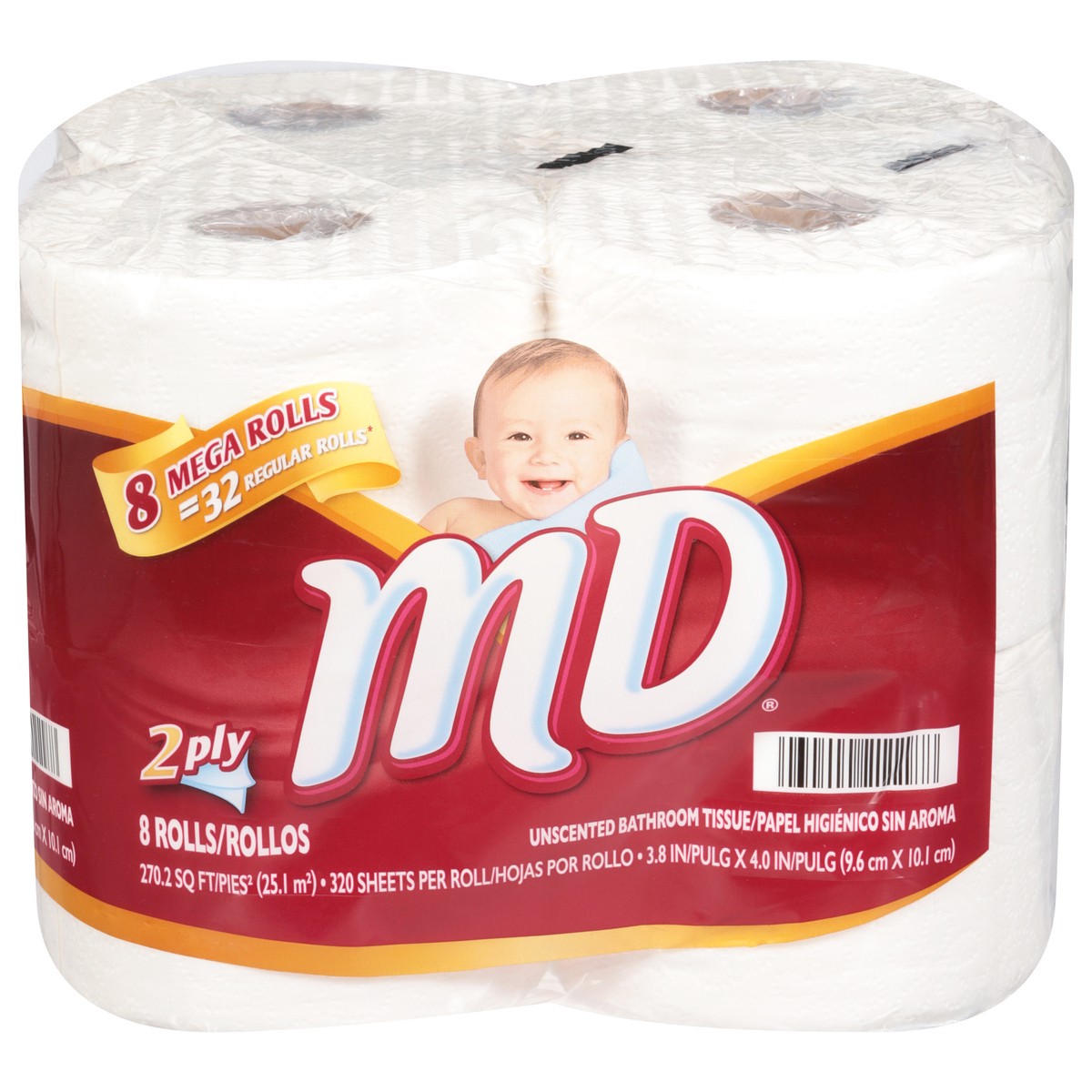 slide 5 of 13, MD 2 Ply Unscented Bathroom Tissue Mega Rolls 8 ea, 8 ct