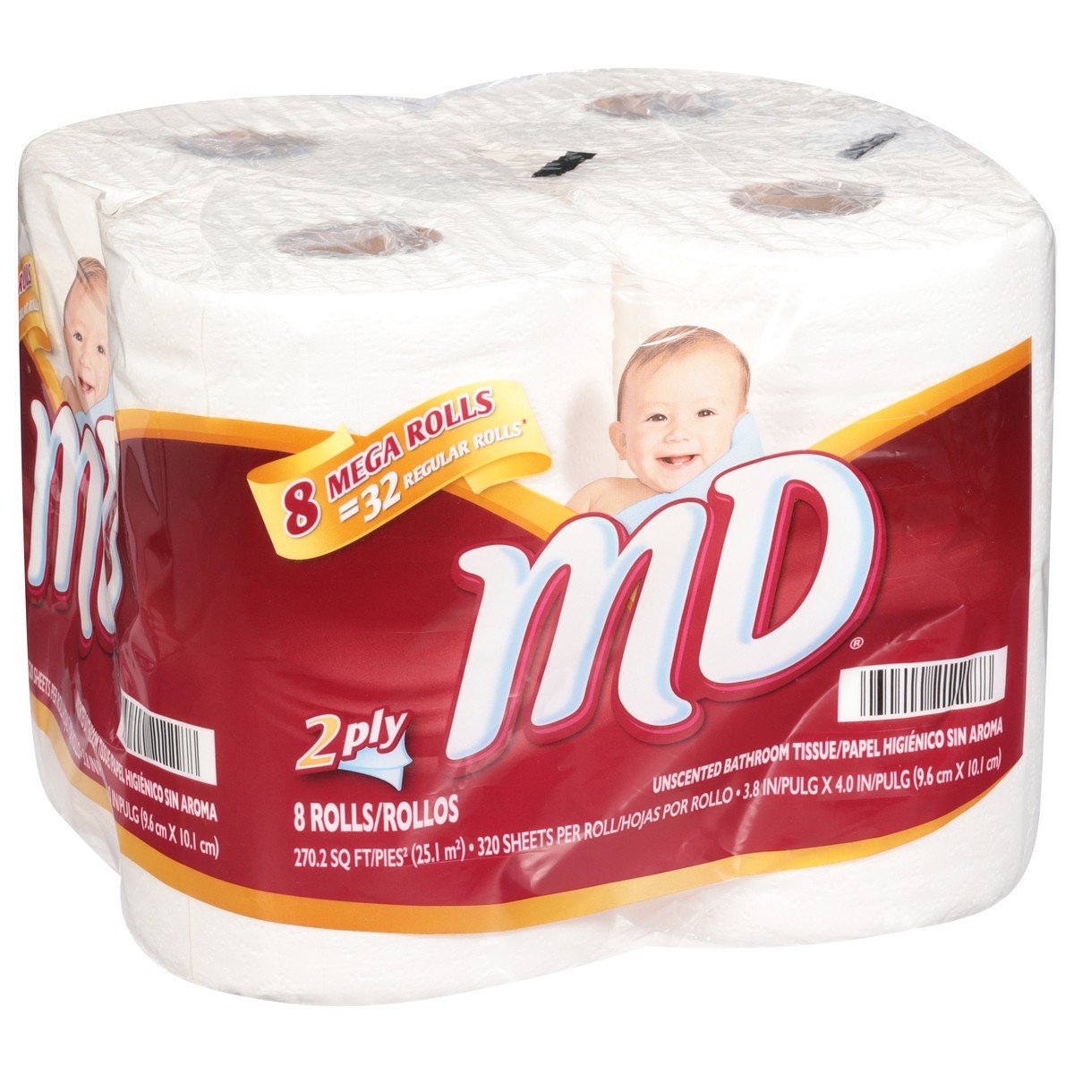 slide 7 of 13, MD 2 Ply Unscented Bathroom Tissue Mega Rolls 8 ea, 8 ct