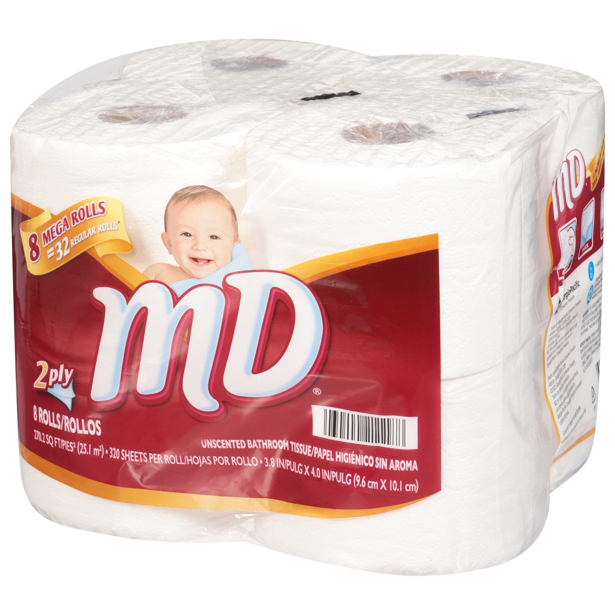 slide 2 of 13, MD 2 Ply Unscented Bathroom Tissue Mega Rolls 8 ea, 8 ct