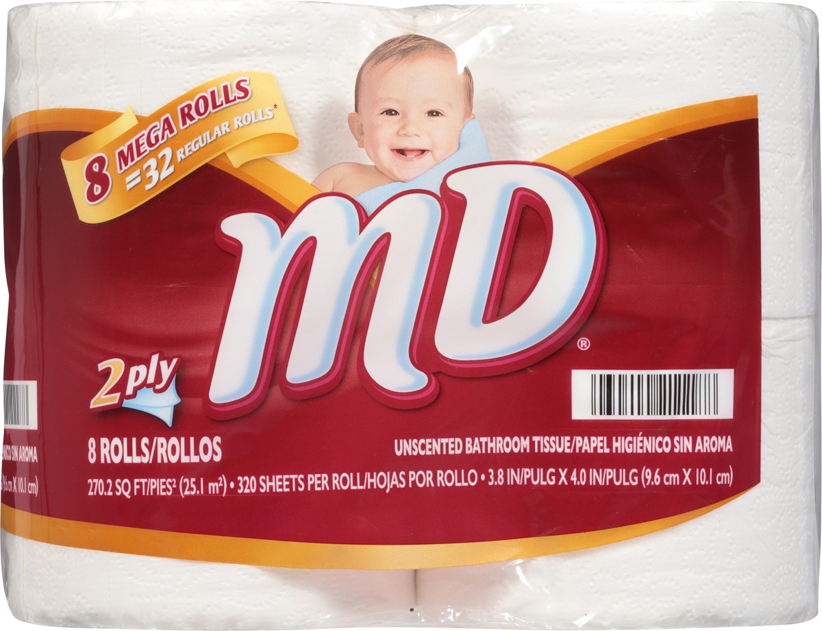 slide 8 of 13, MD 2 Ply Unscented Bathroom Tissue Mega Rolls 8 ea, 8 ct