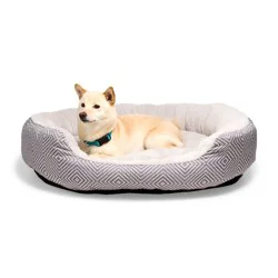 EveryYay Essentials Nester Step-In Dog Bed, 36" L X 30" W X 7" H, Grey Diamond