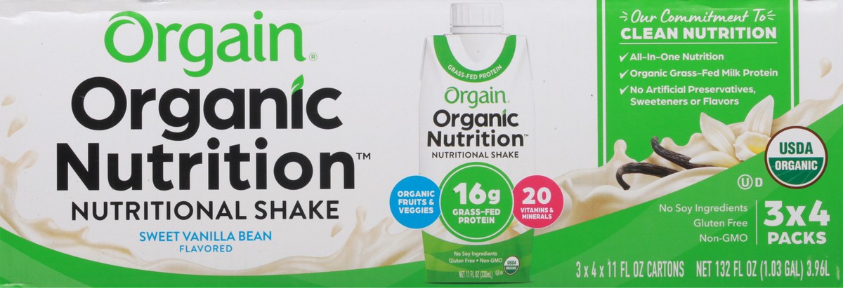 slide 3 of 9, Orgain Organic Nutrition Shake, Grass Fed Protein, Vanilla Bean - 132 fl oz, 132 fl oz