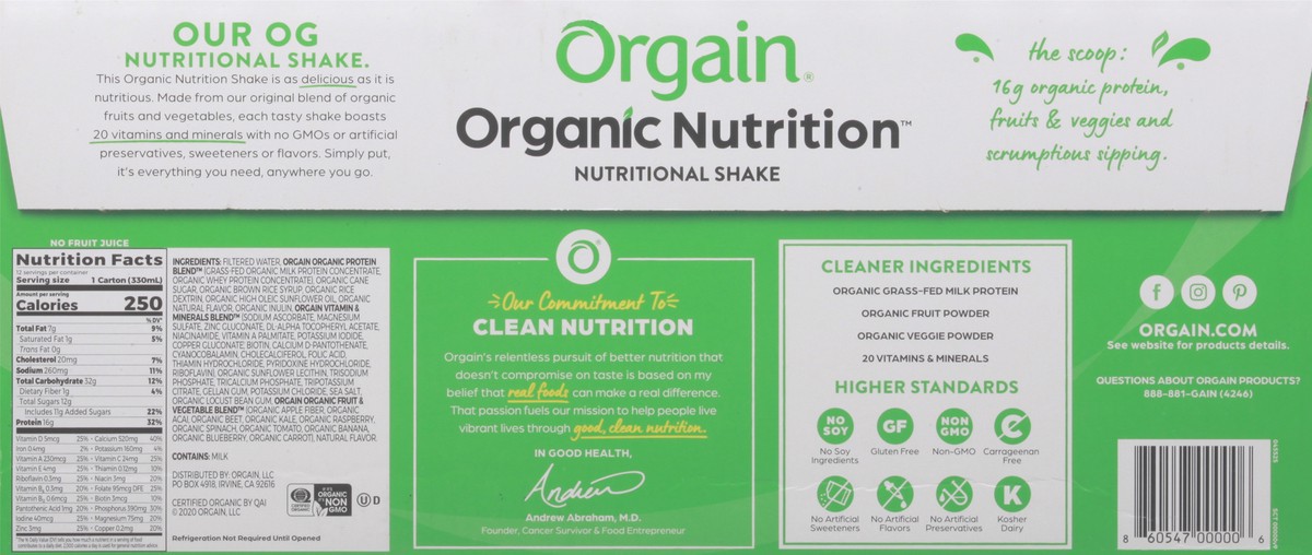 slide 7 of 9, Orgain Organic Nutrition Shake, Grass Fed Protein, Vanilla Bean - 132 fl oz, 132 fl oz