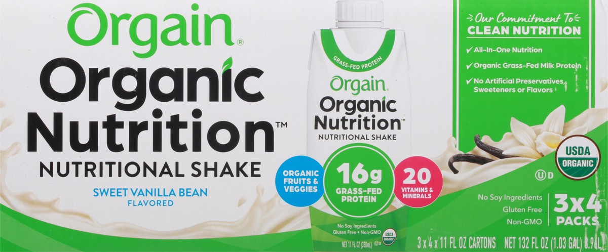 slide 6 of 9, Orgain Organic Nutrition Shake, Grass Fed Protein, Vanilla Bean - 132 fl oz, 132 fl oz