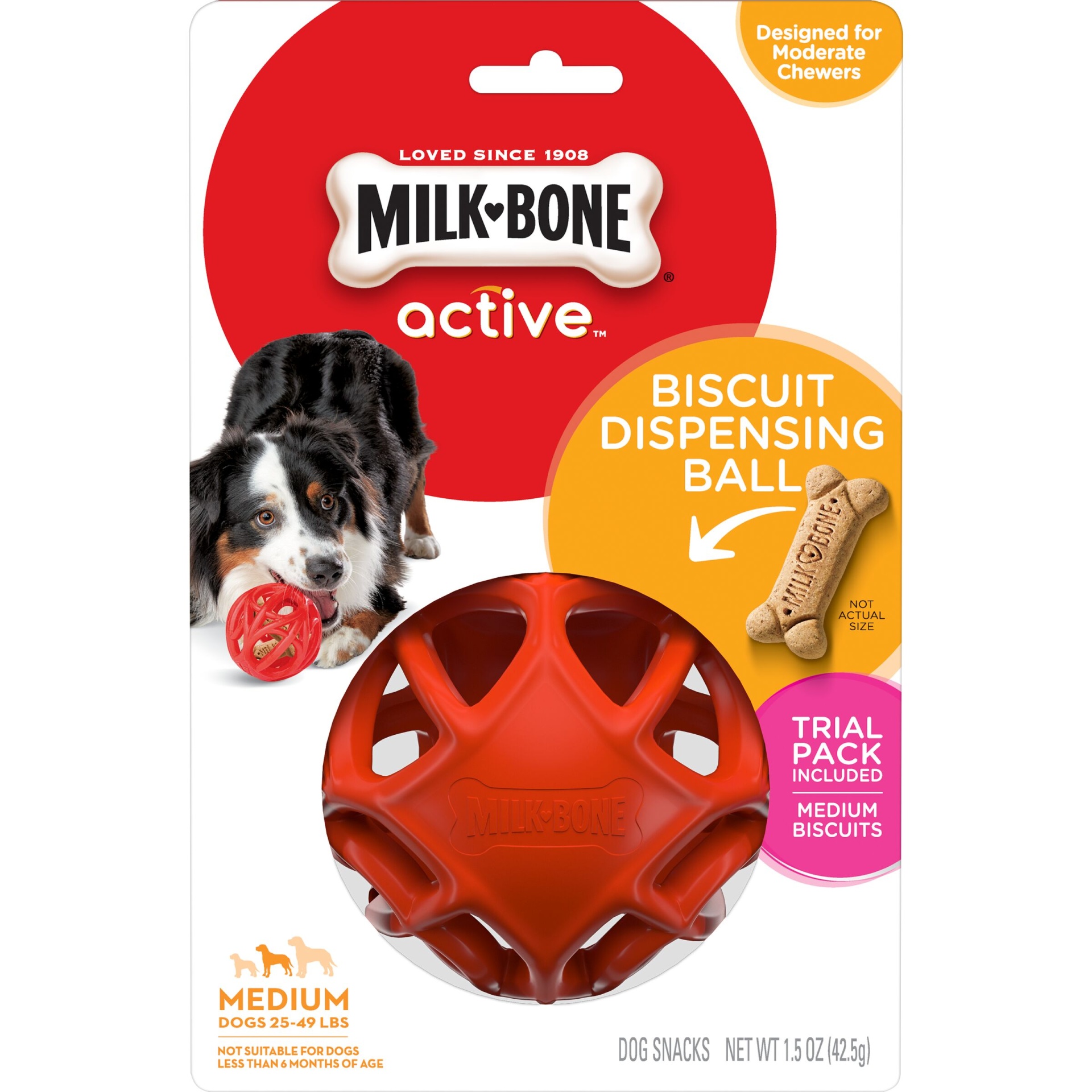 slide 1 of 4, Milk-Bone Active Ball Medium Dog, 1 ct