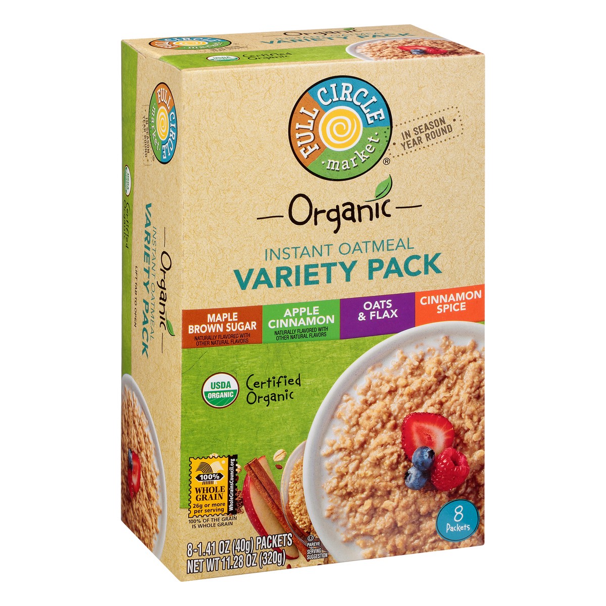 slide 7 of 14, Full Circle Market Organic Variety Pack Instant Oatmeal 8 ea, 8 ct