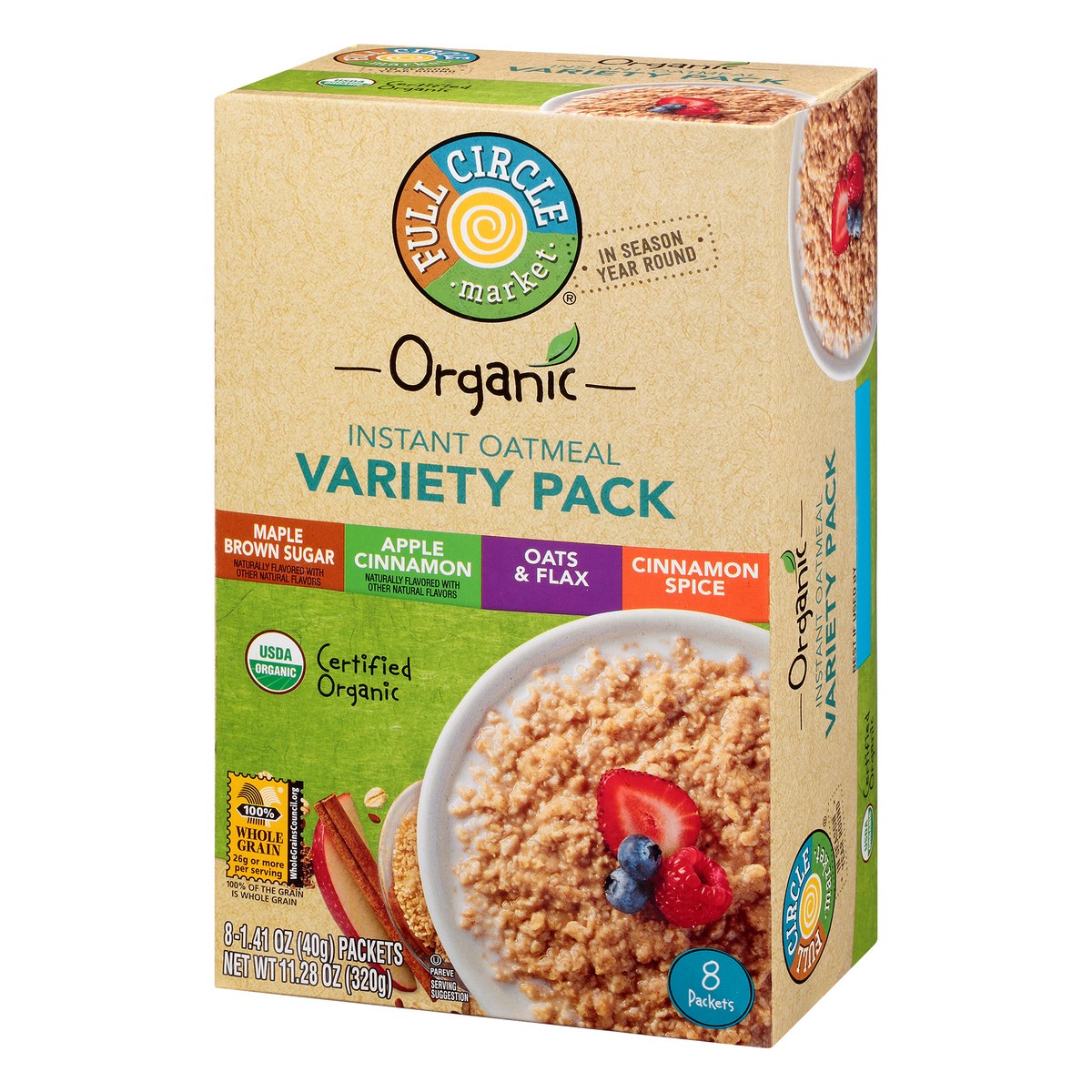 slide 8 of 14, Full Circle Market Organic Variety Pack Instant Oatmeal 8 ea, 8 ct