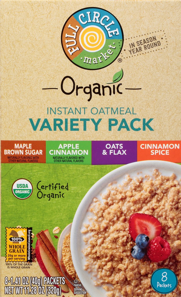 slide 2 of 14, Full Circle Market Organic Variety Pack Instant Oatmeal 8 ea, 8 ct