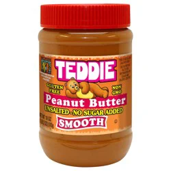 Teddie Regular Peanut Butter Smooth No Salt No Sugar Added