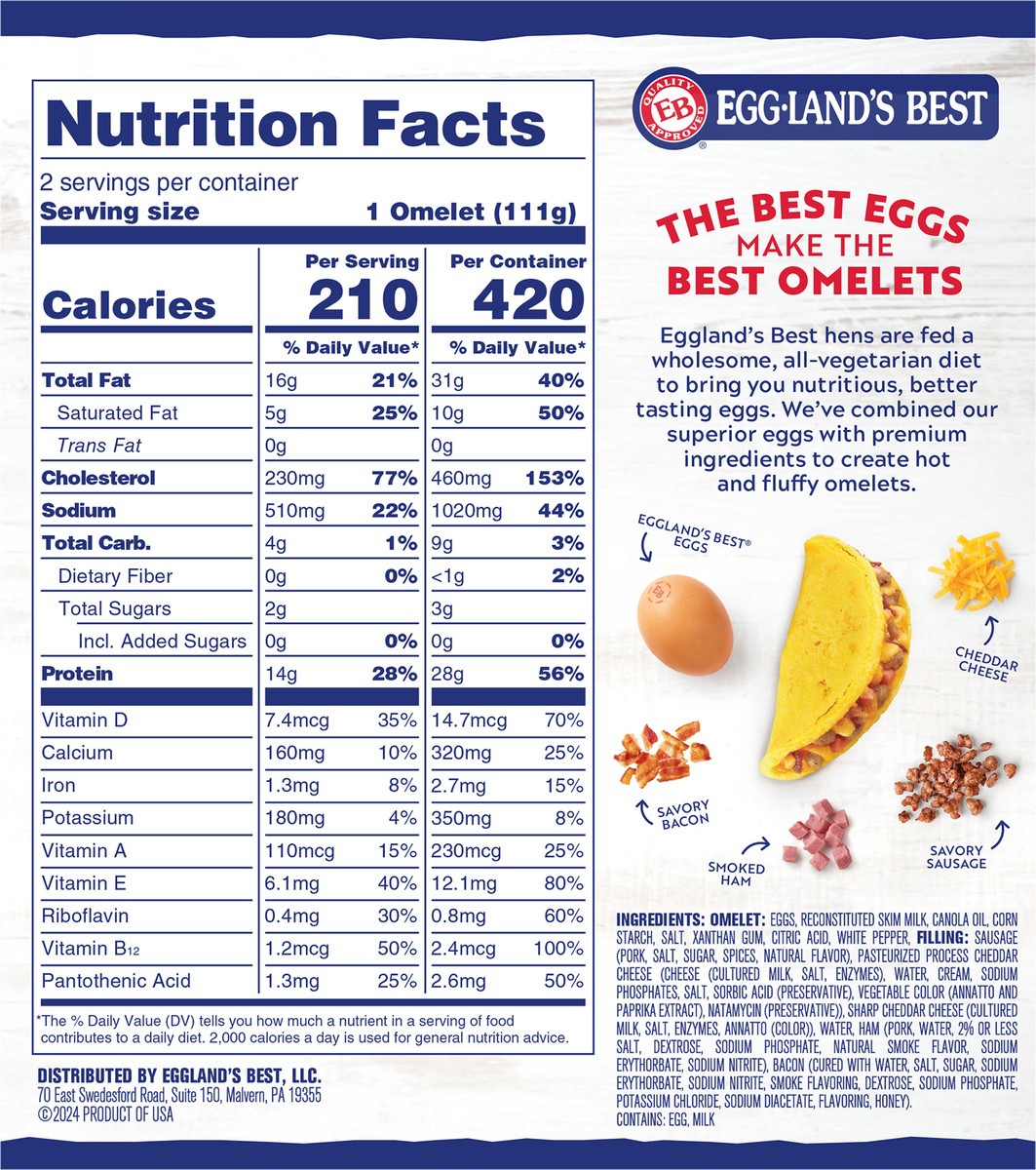 slide 2 of 10, Eggland's Best Meat Lover Omelet 7.8 Ounces, 7.8 oz