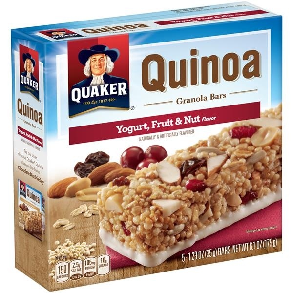 slide 1 of 1, Quaker Quinoa Yogurt Fruit and Nut Granola Bars, 5 ct
