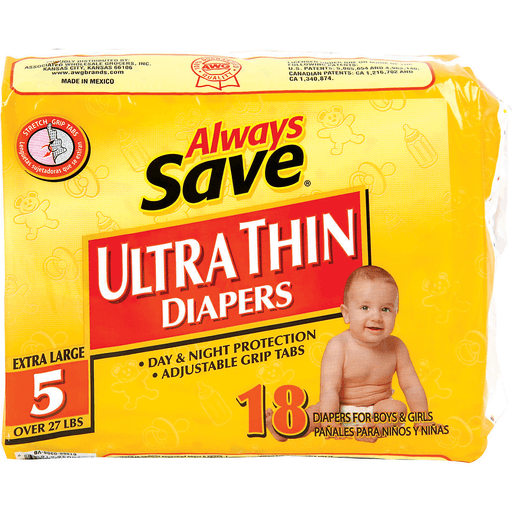 slide 1 of 1, Always Save Ultra Fit Diapers, 18 ct; Size 5