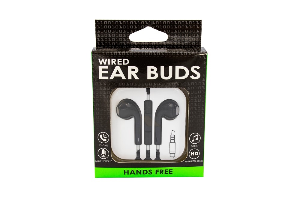 slide 1 of 1, James Paul Products Wired Ear Buds - Black, 1 ct