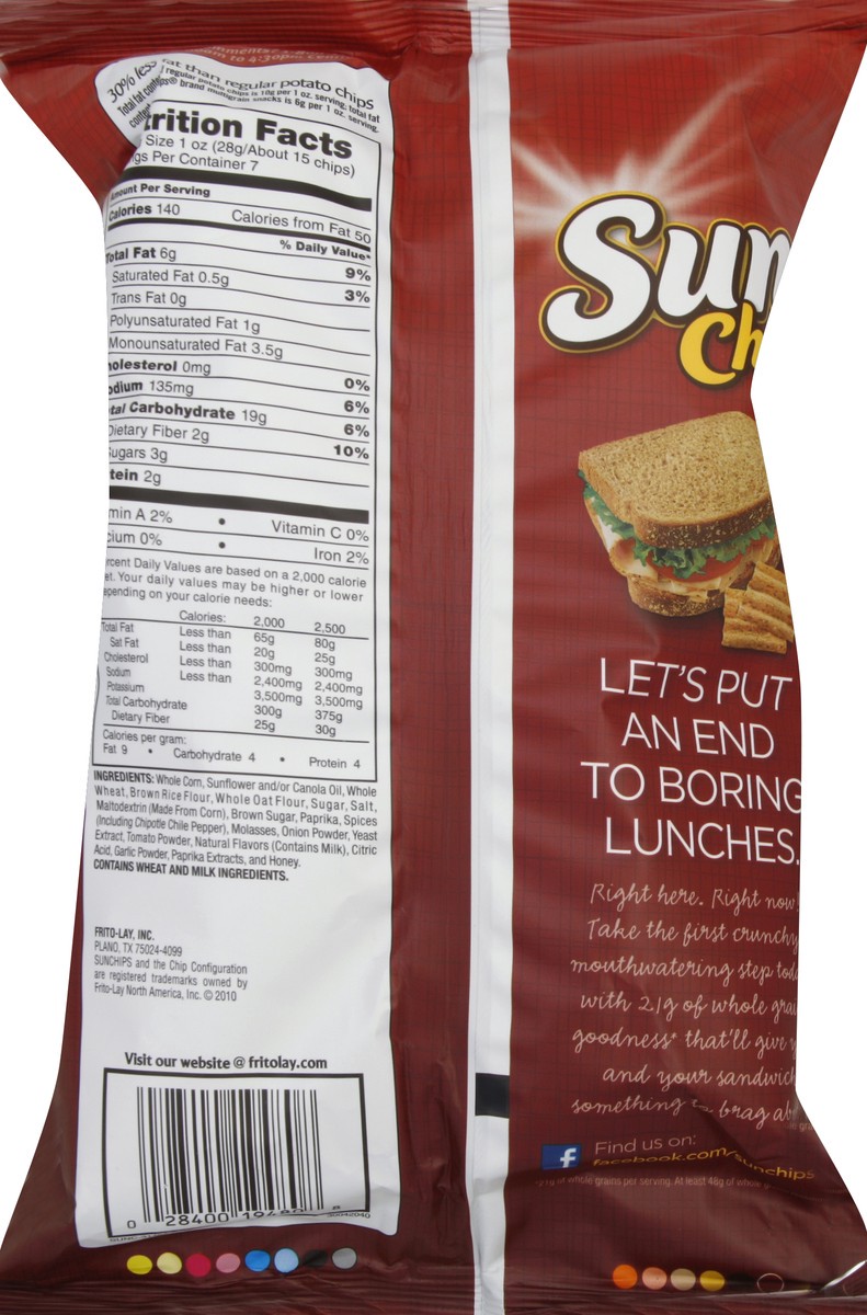 slide 6 of 6, Sunchips Sweet and Spicy BBQ Whole Grain Snacks 7 Ounce Plastic Bag, 7 oz