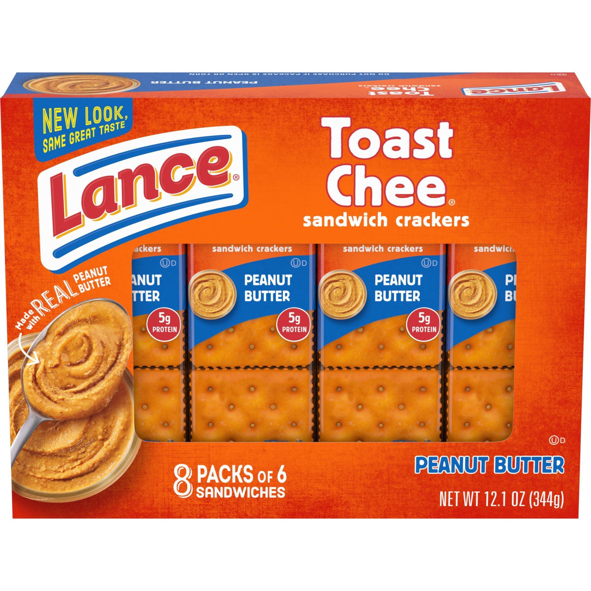 slide 1 of 5, Lance ToastChee Peanut Butter Sandwich Crackers, 12.100 oz