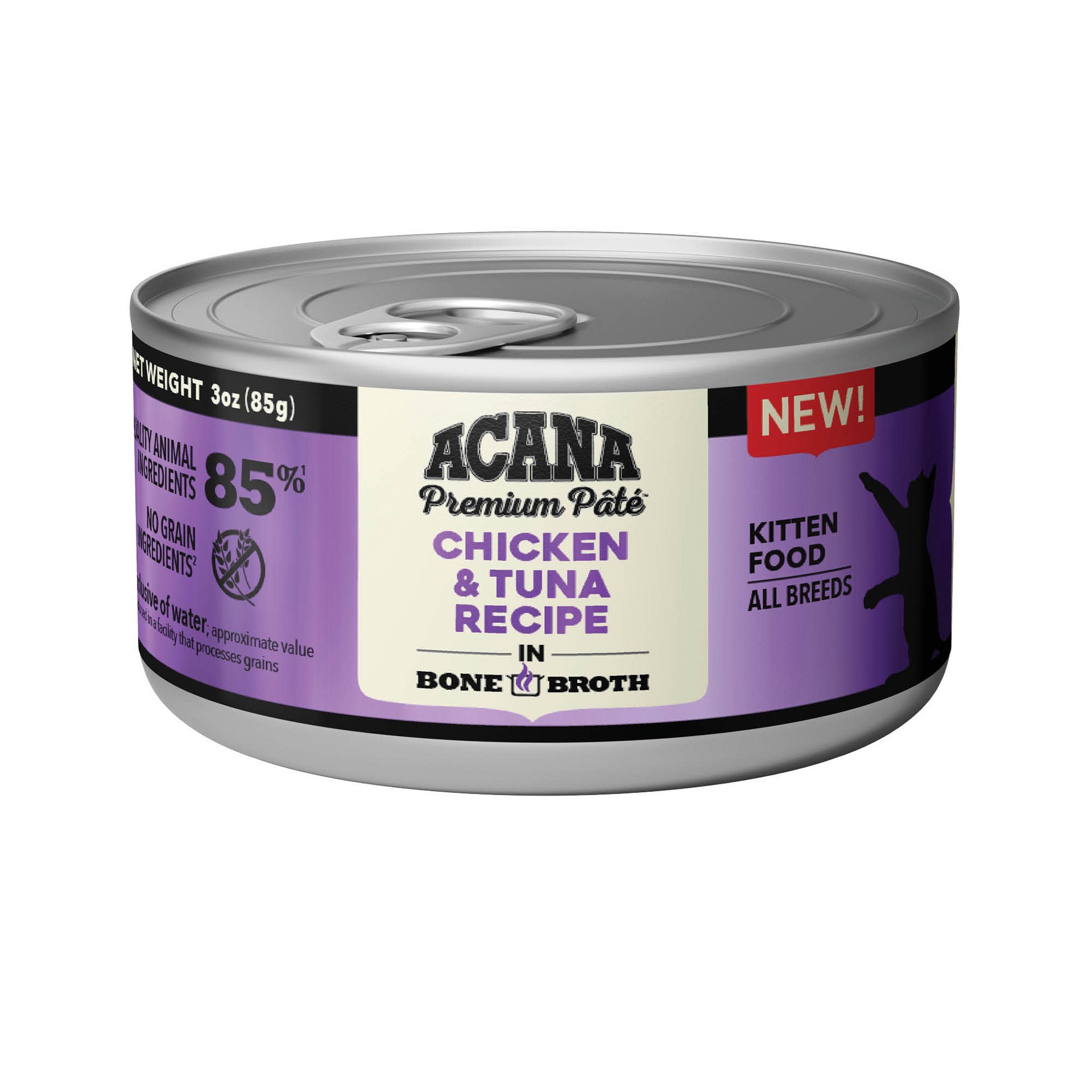 slide 1 of 4, ACANA Chicken + Tuna Recipe in Bone Broth for Kittens, 3oz , case of 24 cans, 3 oz