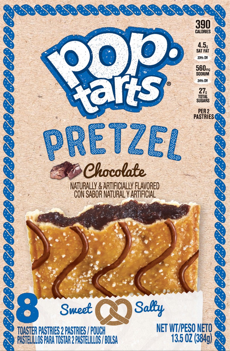 slide 10 of 10, Pop-Tarts Pretzel Breakfast Toaster Pastries Chocolate, 13.5 oz, 4 Count, 13.5 oz