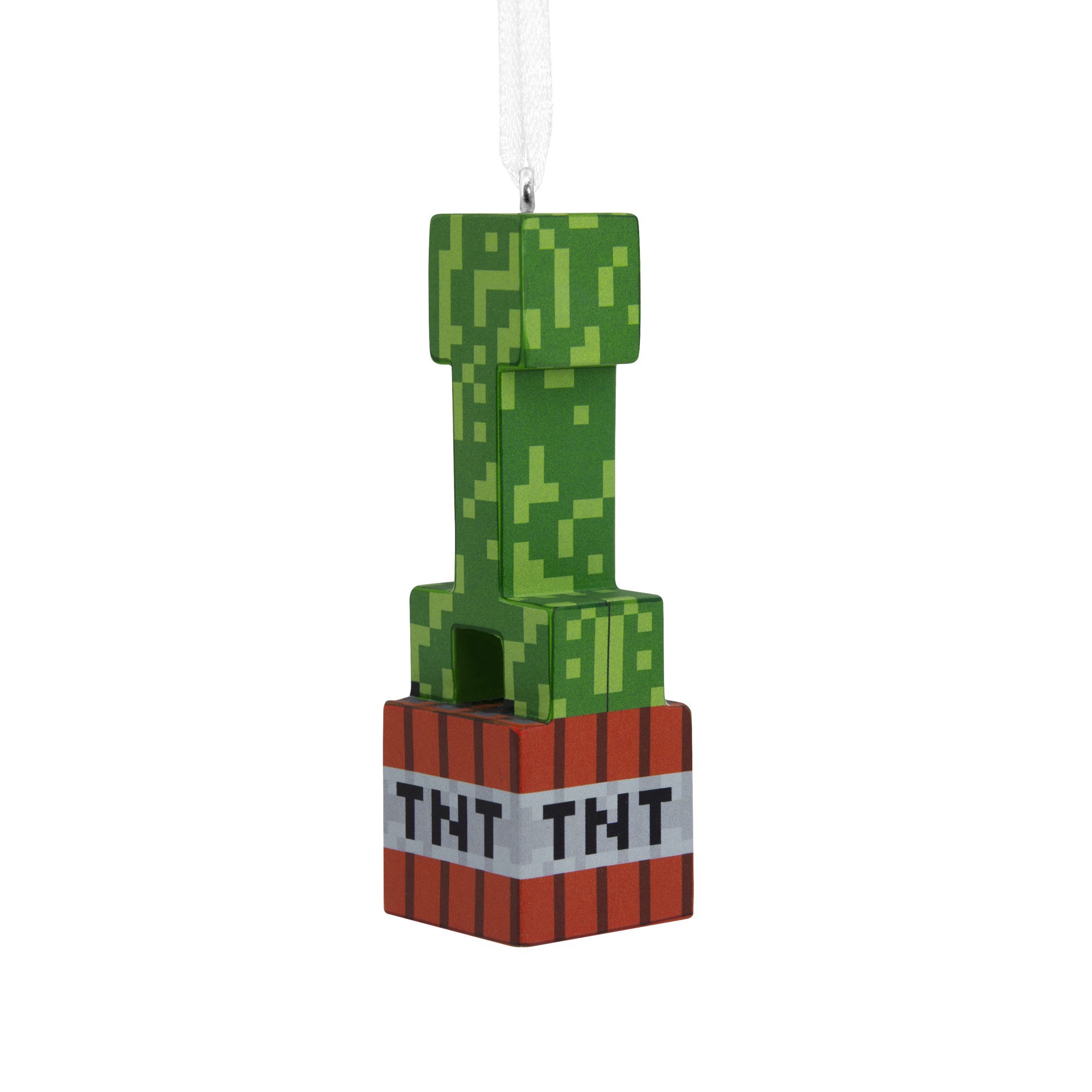 slide 5 of 5, Hallmark Minecraft 3.5" Creeper On Tnt Christmas Ornament, 