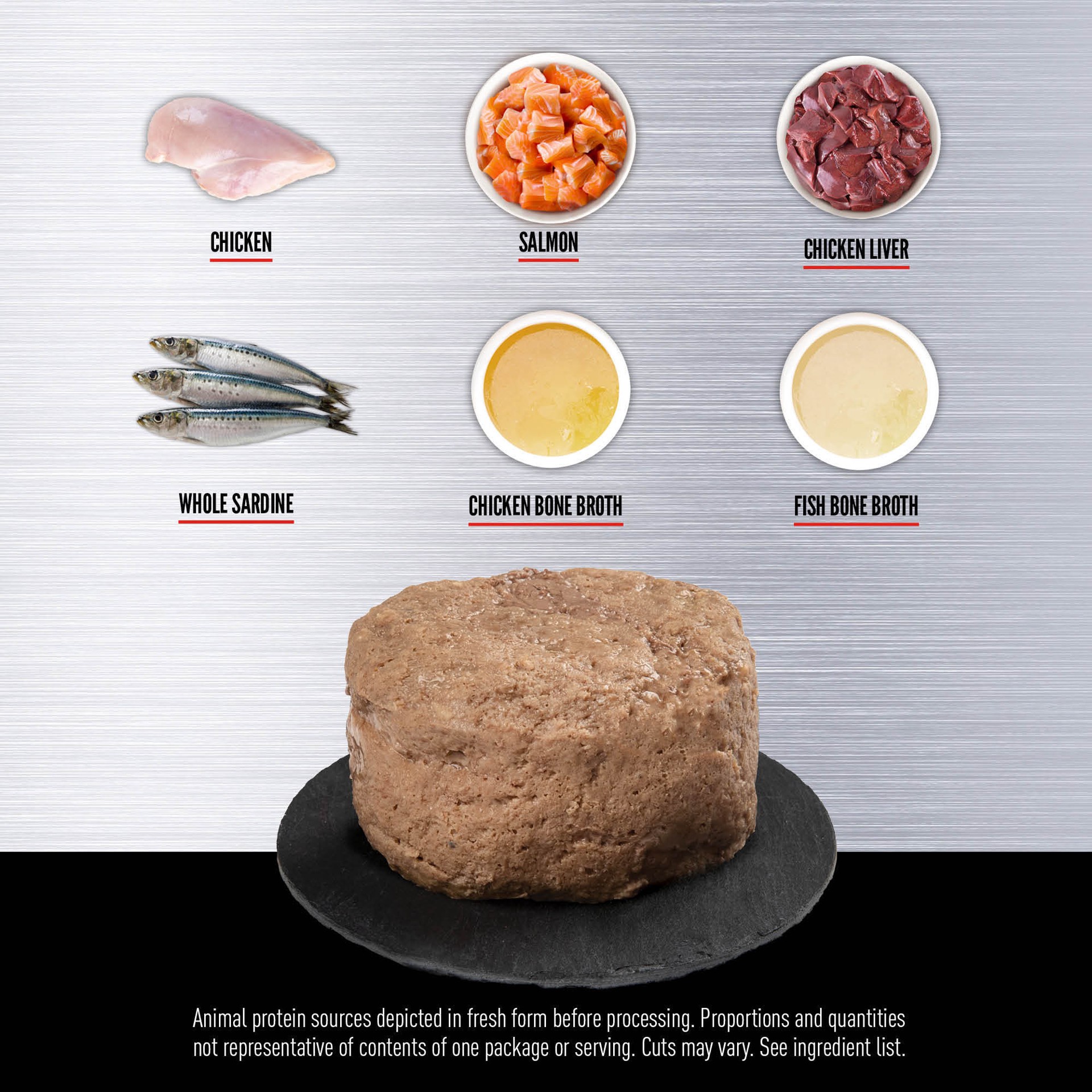 slide 2 of 4, ORIJEN Chicken + Salmon Entrée in Bone Broth - Kitten Recipe, 3oz, case of 24 cans, 3 oz