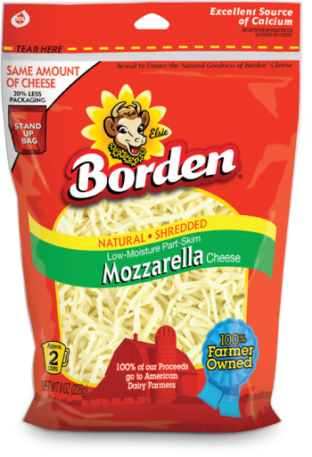 slide 1 of 1, Borden Fine Shred Mozzerella Cheese, 8 oz