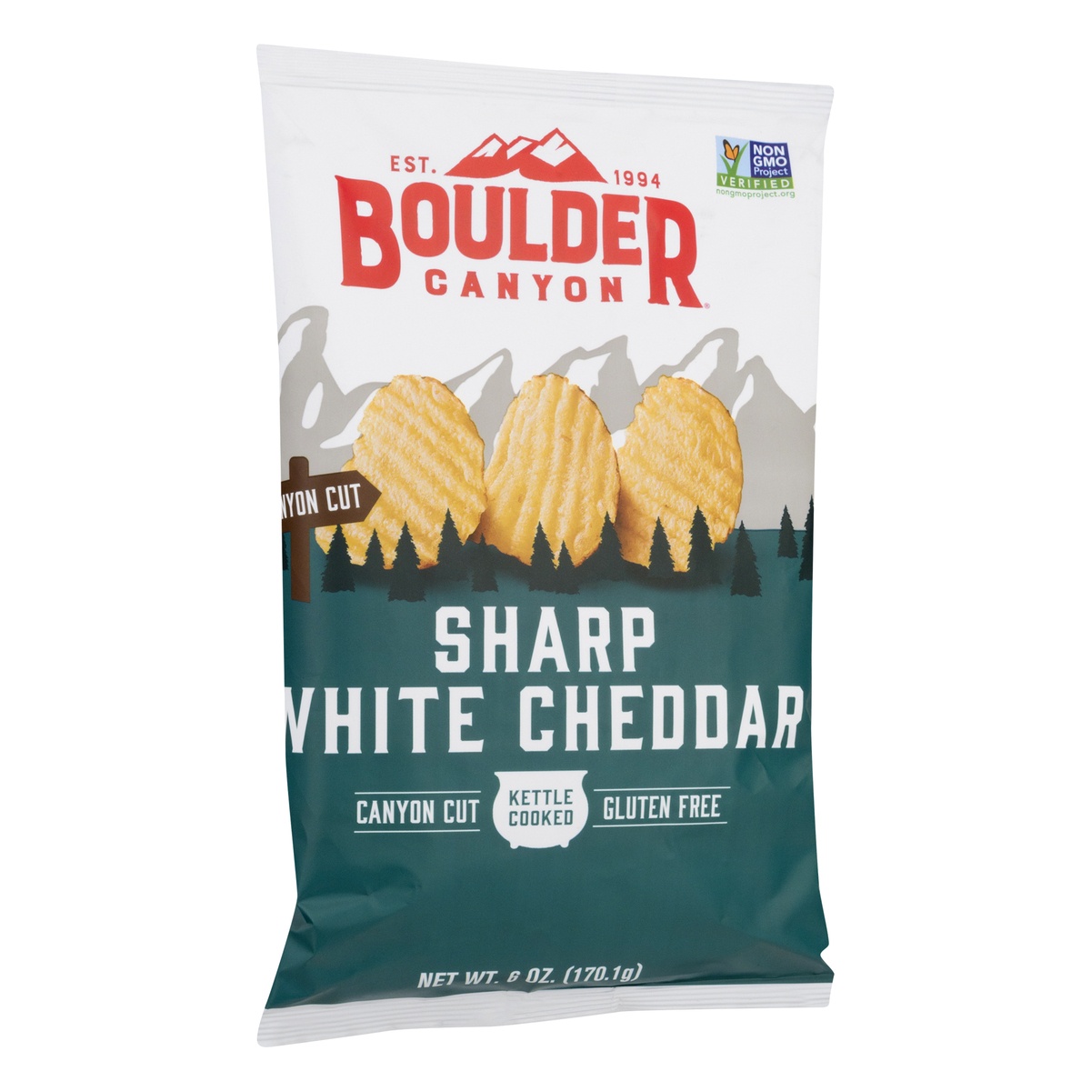 slide 2 of 11, Boulder Canyon Sharp White Cheddar Canyon Cut Kettle Cooked Gluten Free Chips, 6 oz