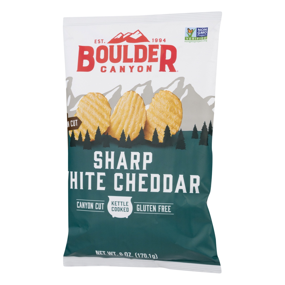 slide 4 of 11, Boulder Canyon Sharp White Cheddar Canyon Cut Kettle Cooked Gluten Free Chips, 6 oz