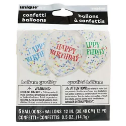 Unique Industries Clear Birthday Balloon With Bright Confetti