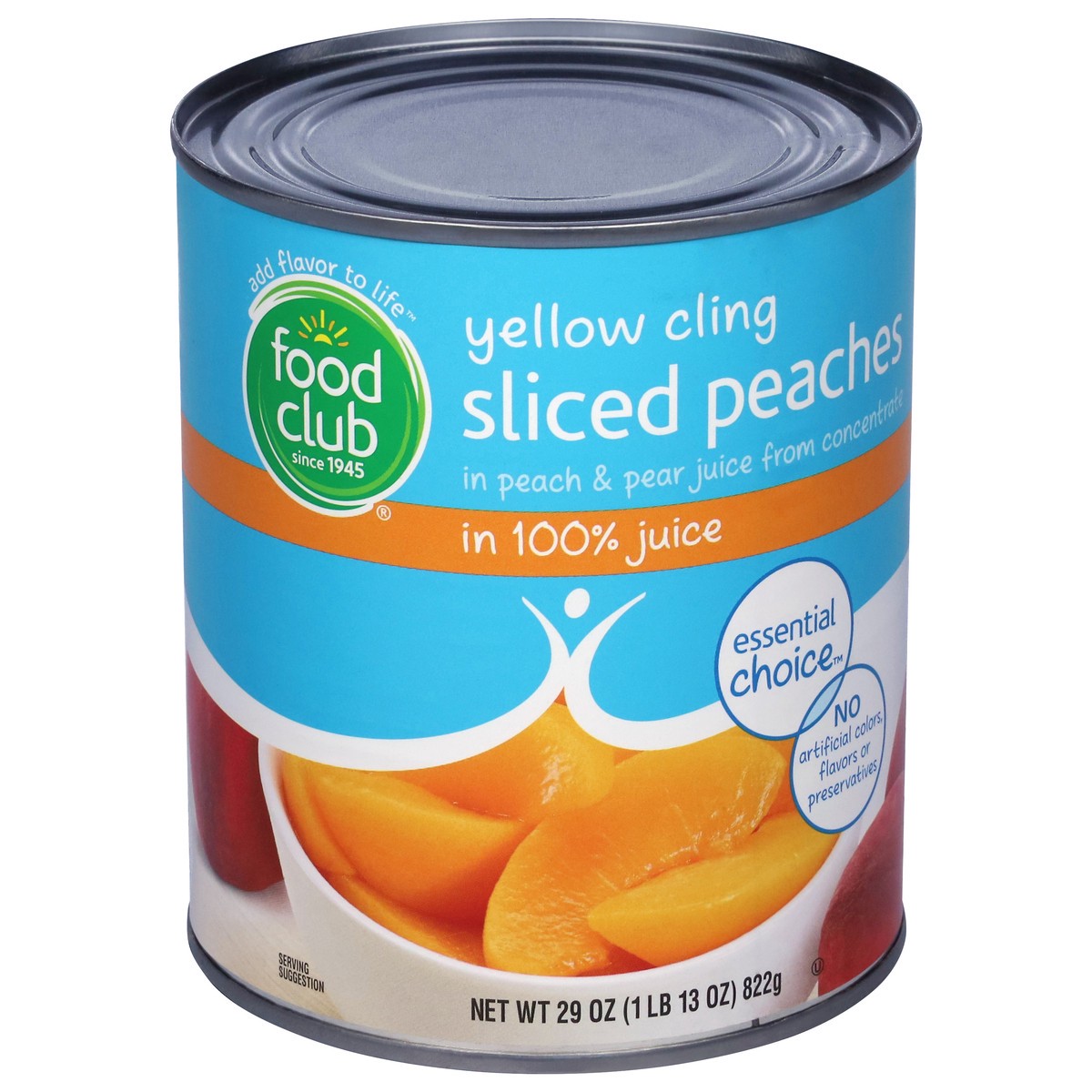 slide 2 of 9, Food Club Essential Choice Yellow Cling Sliced Peaches in 100% Juice 29 oz, 29 oz