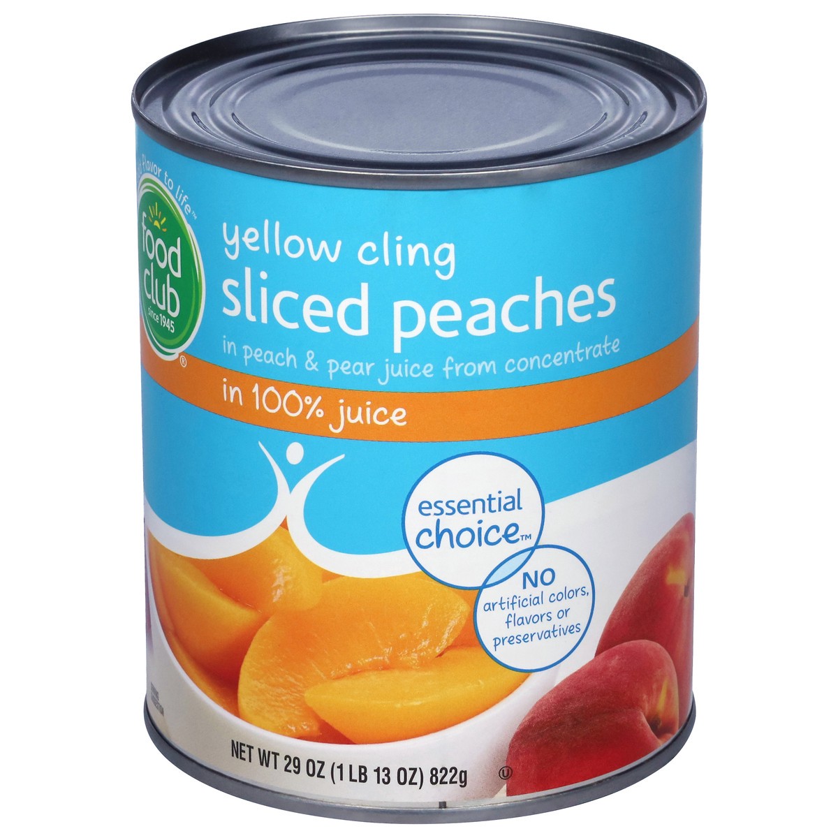 slide 3 of 9, Food Club Essential Choice Yellow Cling Sliced Peaches in 100% Juice 29 oz, 29 oz